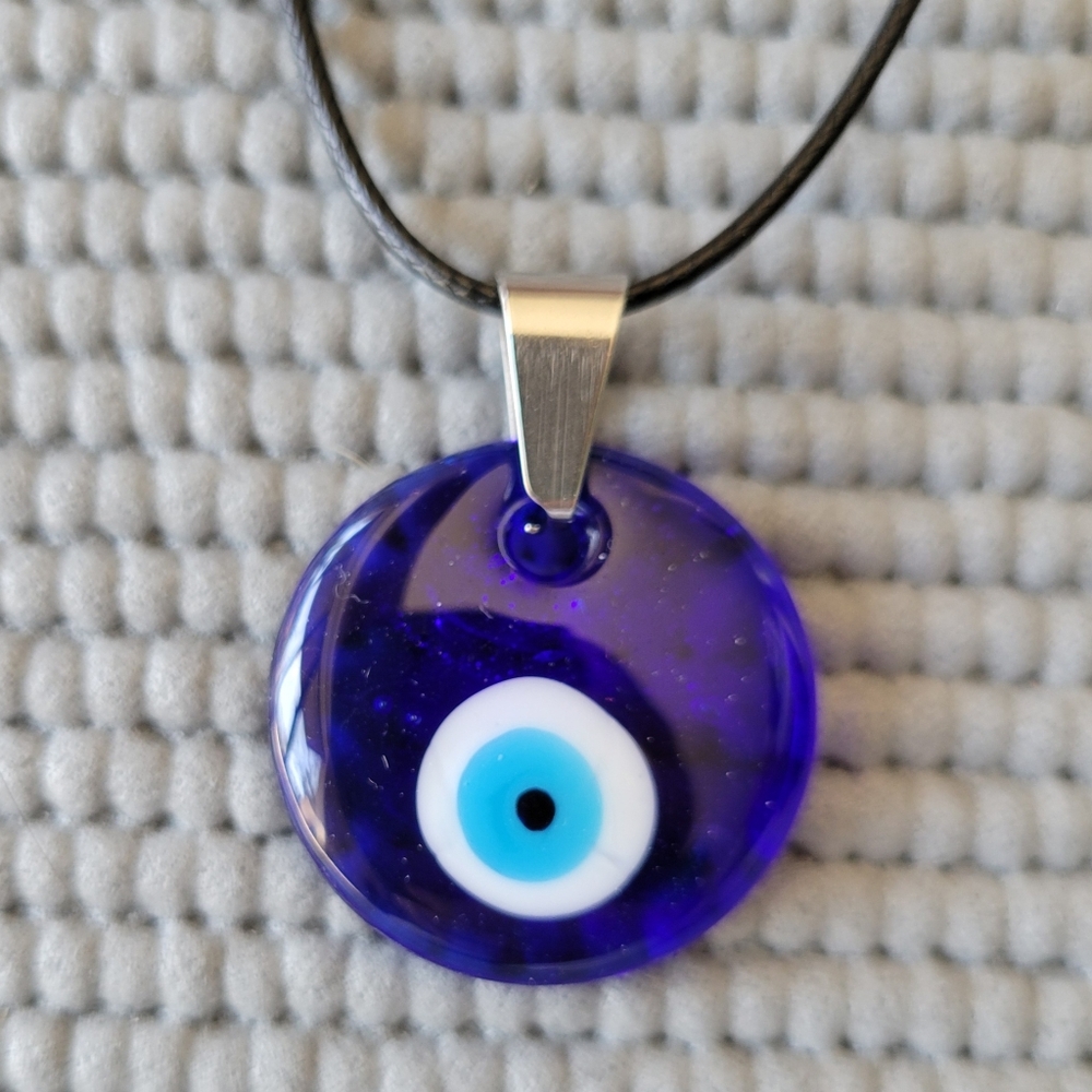 🧿 Evil Eye Necklace For Protection And Good Luck On Black Cord With Glass Charm